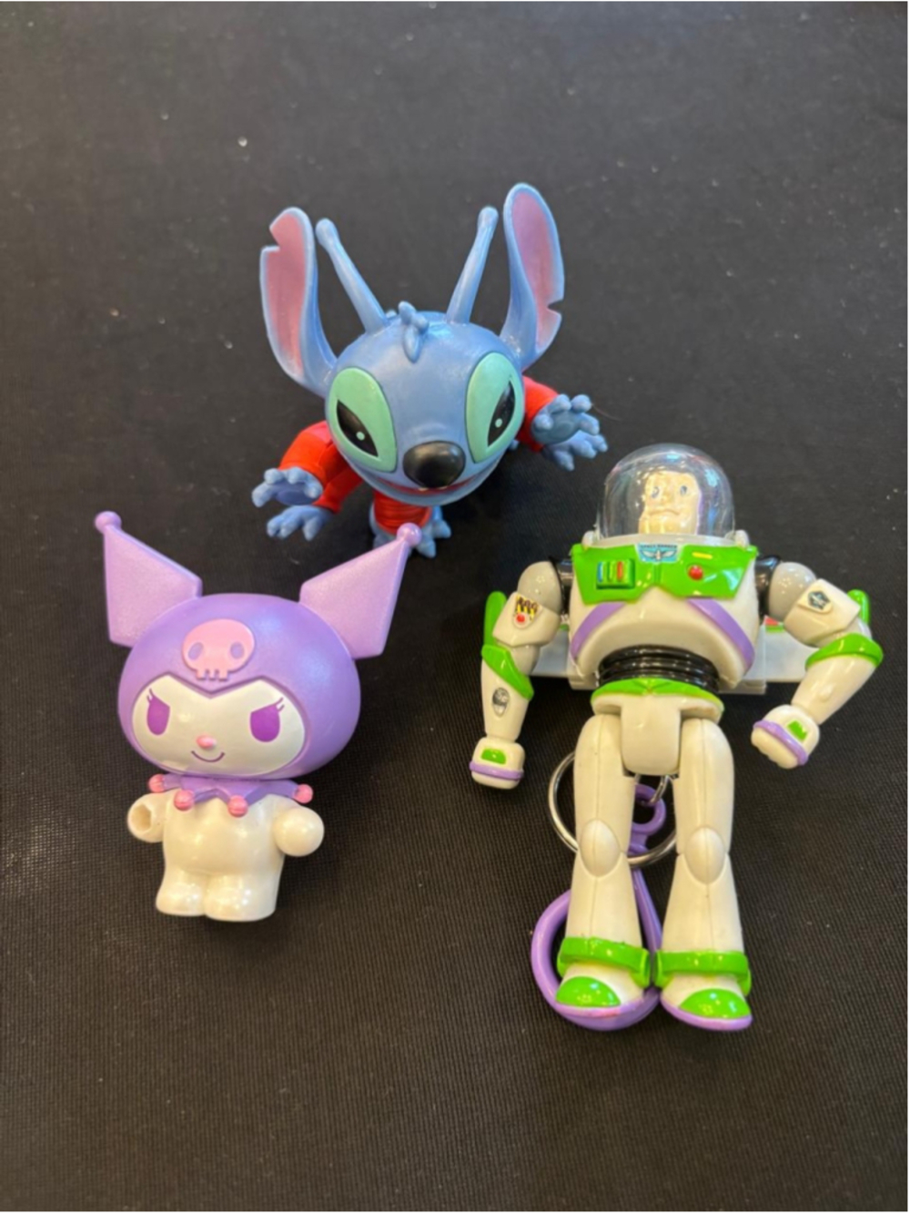 Disney Stitch Buzz Lightyear Sanrio Kuromi Figure Keychain Lot of 3 #N52